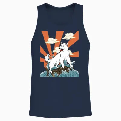 Westie Japanese Retro Unisex Tank Top - Navy