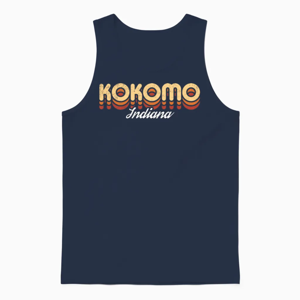 Retro Kokomo Indiana Unisex Tank Top in Navy