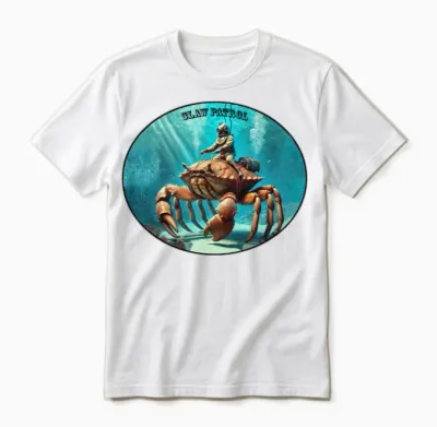 Vintage Helmet Diver Riding a Giant Crab Urm Unisex T-Shirt - White