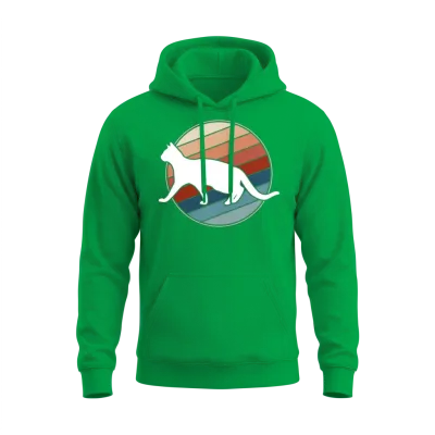 Cat in Retro Style Unisex Hoodie - Irish Green