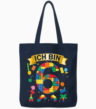 Children's 6th Birthday Boy Girl Gift Idea Outfit Ich Bin 6 Tote Bags - Navy