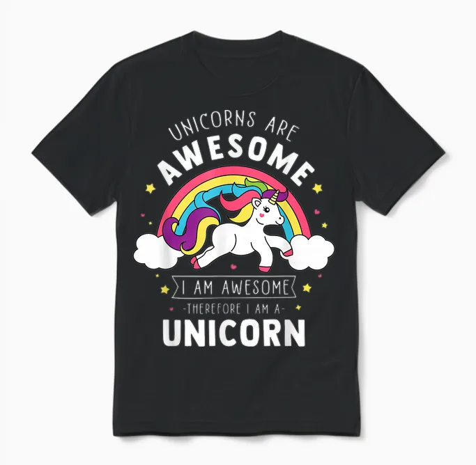 Unicorns Are Awesome I'm a Unicorn - Funny Rainbow Gift T-Shirt Small Unisex T-Shirt in Black