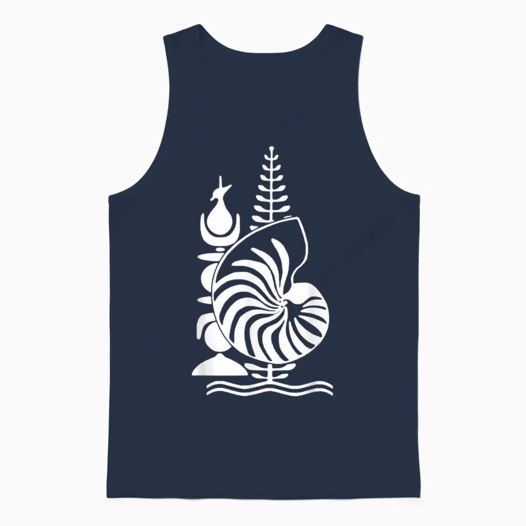 Kanak Emblem New Caledonia T-Shirt Gift Idea, Black, S Unisex Tank Top in Navy