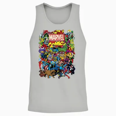 Marvel Comics Retro Classic Avengers Heroes Group Shot Unisex Tank Top - Ash