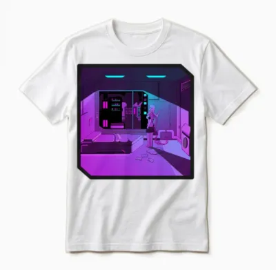 Anime Girl Retrowave Synthwave Outrun Aesthetics Unisex T-Shirt - White