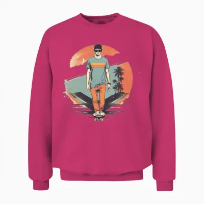 Retro Skateboarder Unisex Sweatshirt - Heliconia