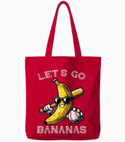 Lets Go Banana Retro Boys Kids Men Tote Bags - Red