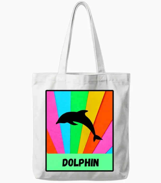 Dolphin Rainbow Retro Classic Tote Bags - White