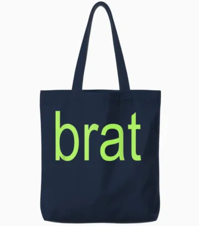 Brat Chartreuse Oversized All Colors Black White Green T-Shirt, Black, S Tote Bags - Navy
