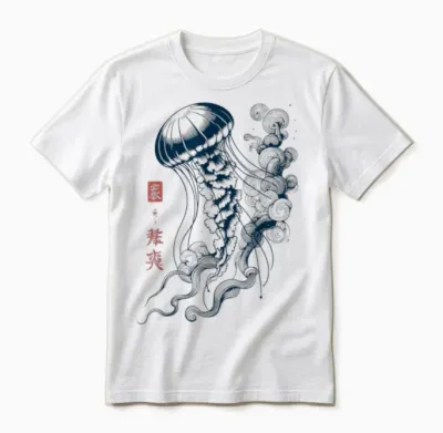 Japanese Aesthetic Asian Vintage Medusa Jellyfish Unisex T-Shirt - White