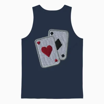 Playing Cards Embroidered Unisex Tank Top - Navy