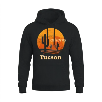 Tucson Arizona Retro Cactus Unisex Hoodie - Black