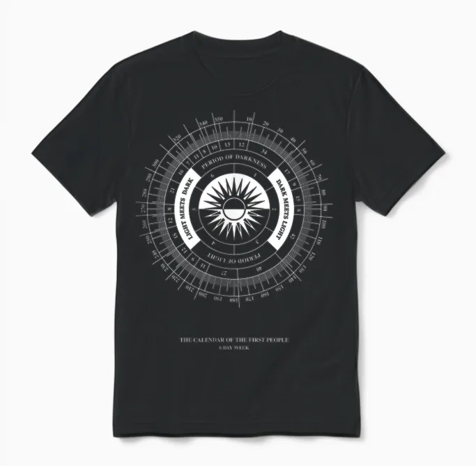 The Calendar of the First People Fringe Unisex T-Shirt in Black