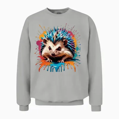 Retro Style Hedgehog Unisex Sweatshirt - Ash