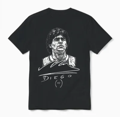 Diego Maradona Vintage Autograph Design Football Icon Unisex T-Shirt - Black