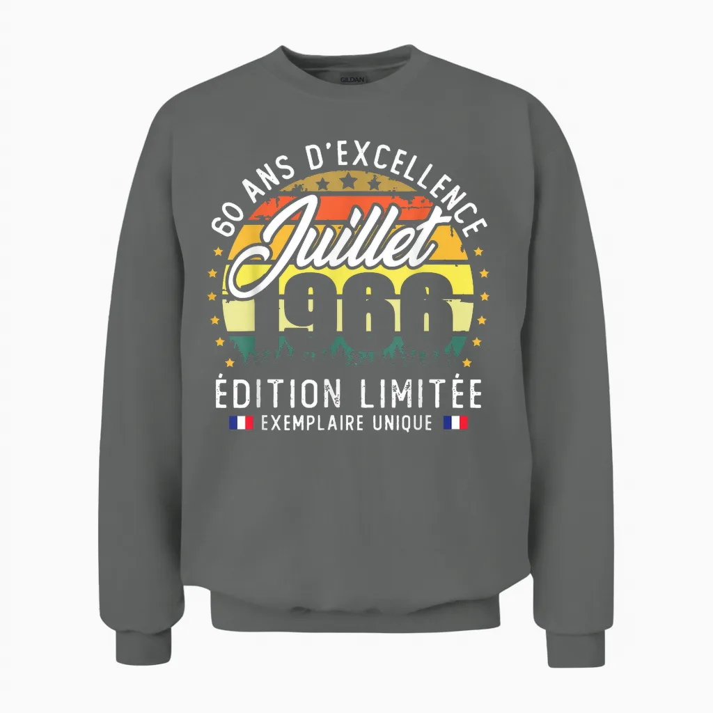Vintage Juillet 1966 Cadeau D'anniversaire 60 Ans Hommes Unisex Sweatshirt in Graphite Heather