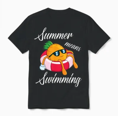 Funny Swimming Pineapple Unisex T-Shirt - Black