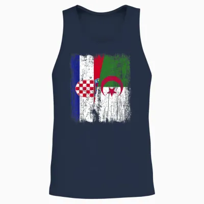 Croatie Algérie Demi Drapeau Croate Patrimoine Algérien Unisex Tank Top - Navy