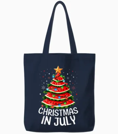Watermelon Xmas Tree Summer Men Women Tote Bags - Navy