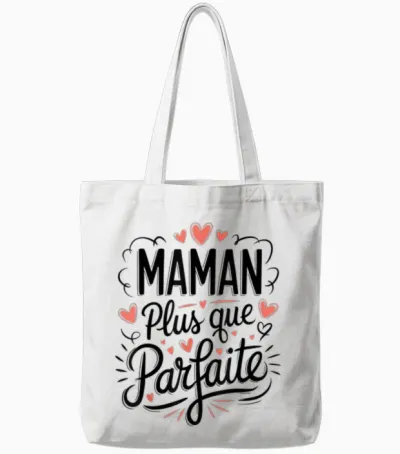 Maman Plus Que Parfait Women's T-Shirt Mother's Day Mum T-Shirt, White, S Tote Bags - White