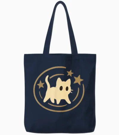 Retro 90s Y2k Scared Cat Cosmic Stars Gift for Men Women Kid Tote Bags - Navy