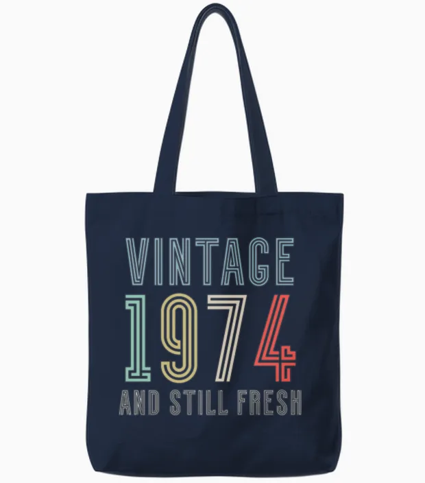 1974 Vintage 50th Birthday Tote Bags in Navy