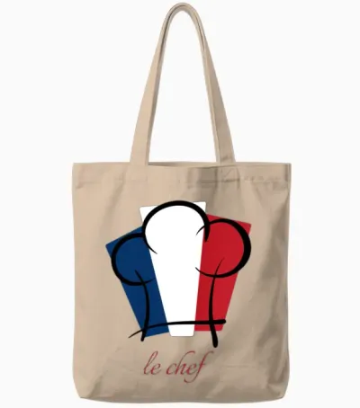 Le Chef. French Food Lover Cook Tote Bags - Natural