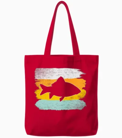 Fish Retro Tote Bags - Red