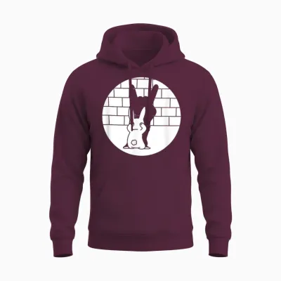 Funny Easter Bunny Heavy Metal Fan Rock Festival Rabbit T-Shirt, Black Unisex Hoodie - Maroon