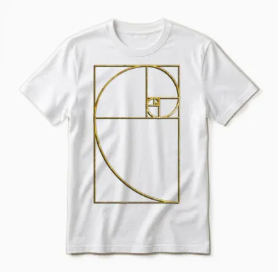 Golden Ratio Sacred Fibonacci Spiral Unisex T-Shirt - White