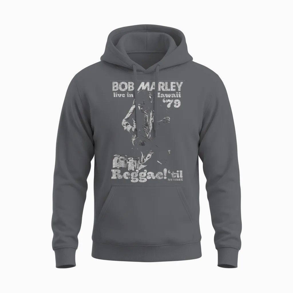 Bob Marley Live in Hawaii 78 Classic Reggae Music Unisex Hoodie in Charcoal