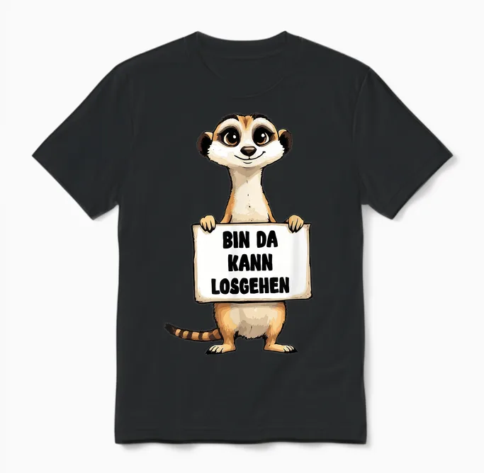 "erdmännchen Bin Da Kann Losgehen" Funny Slogan Unisex T-Shirt in Black