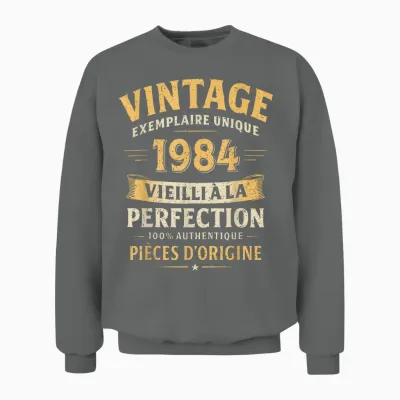 Cadeau Anniversaire 42 Ans Humour Vintage 1984 42 Ans Homme Unisex Sweatshirt - Graphite Heather