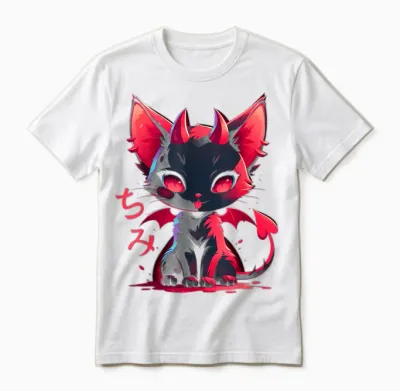 Yami Kawaii Devil Cat Creepy Cute Pastel Goth Japanese T-Shirt, Black Unisex T-Shirt - White