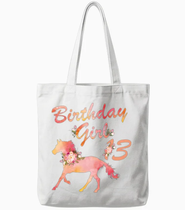 Horse Lover 13th Birthday for Girls Love Horses Tote Bags - White