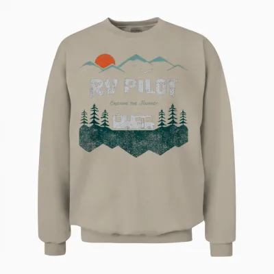 Rv Pilot Camping Shirt Motorhome Travel Vacation Gift Unisex Sweatshirt - Sand