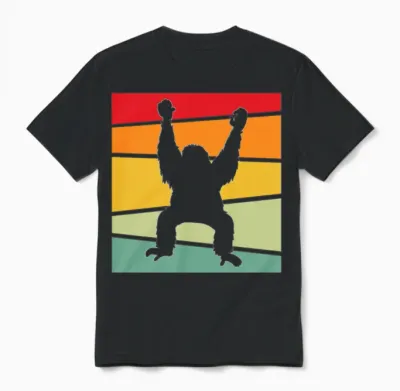 Orang Utan Retro Unisex T-Shirt - Black