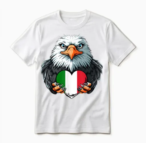 Drapeau Italien Aigle Fierté Italienne Racines Italiennes Drapeau Italie Unisex T-Shirt in White