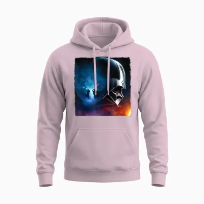Star Wars Obi-Wan Kenobi vs Darth Vader T-Shirt, Black Unisex Hoodie - Light Pink