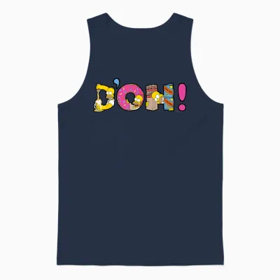 The Simpsons Homer Simpson Beer and Donuts Letters D'oh! T-Shirt, Black, S Unisex Tank Top - Navy