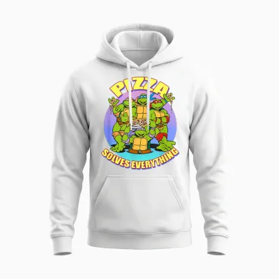 Tmnt - Pizza Solves Everything Unisex Hoodie - White