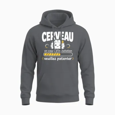 Cerveau En Cours D'installation Humour Veuillez Patienter Unisex Hoodie - Charcoal