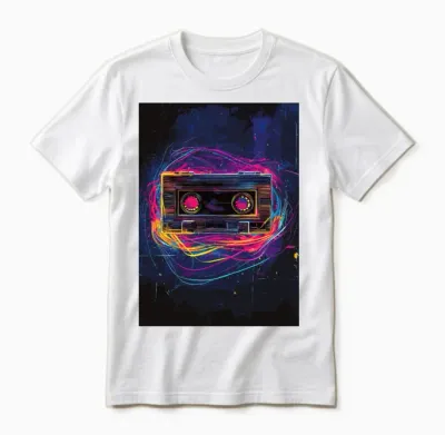 Neon Retro Cassette Unisex T-Shirt - White