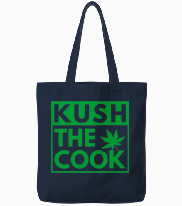 Kush the Cook Funny Weed Marijuana Design Tote Bags in Navy