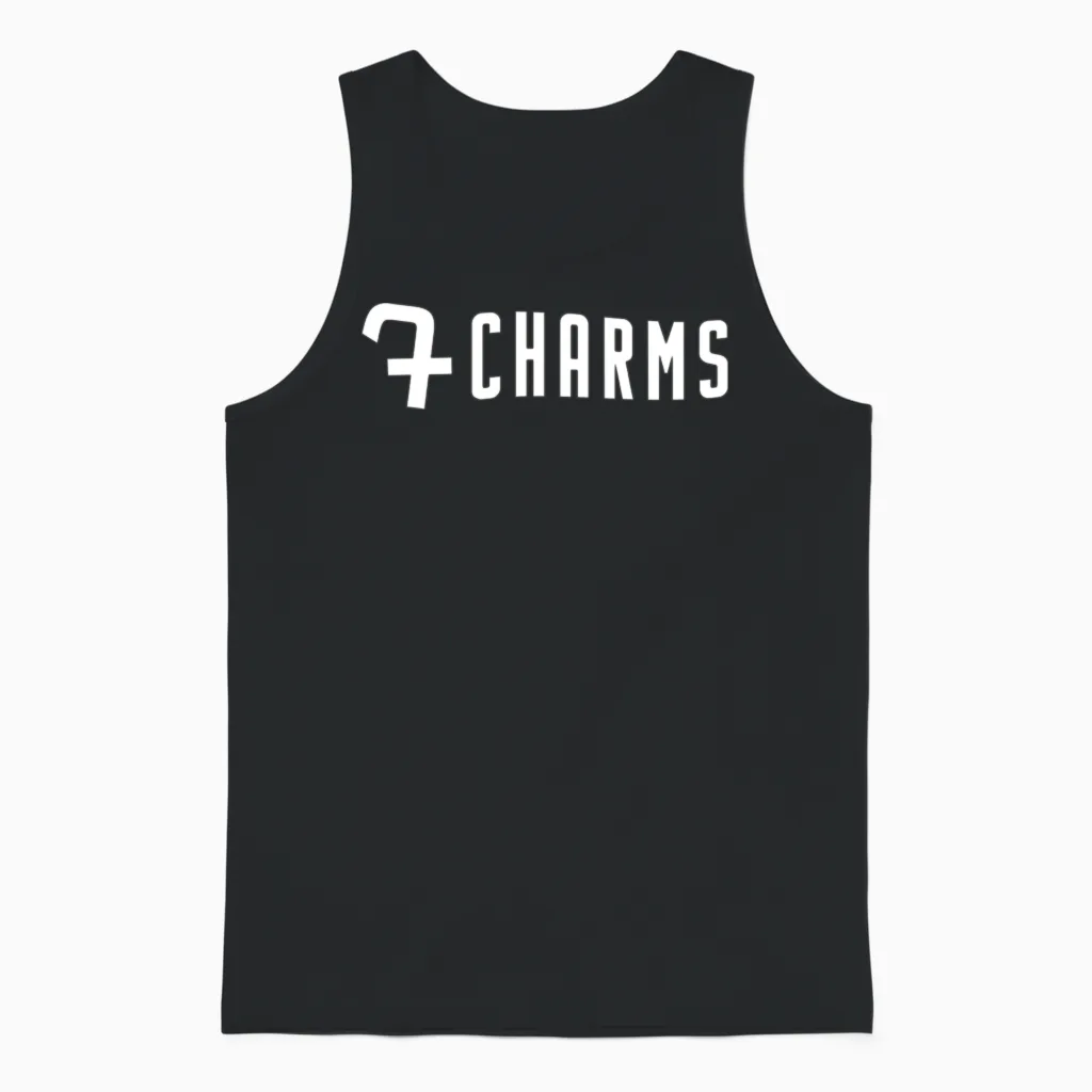 7charms Logo Mono White Unisex Tank Top in Black