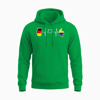 Kolumbianische Deutsche Flagge - Deutschland Kolumbien Herzschlag Unisex Hoodie - Irish Green
