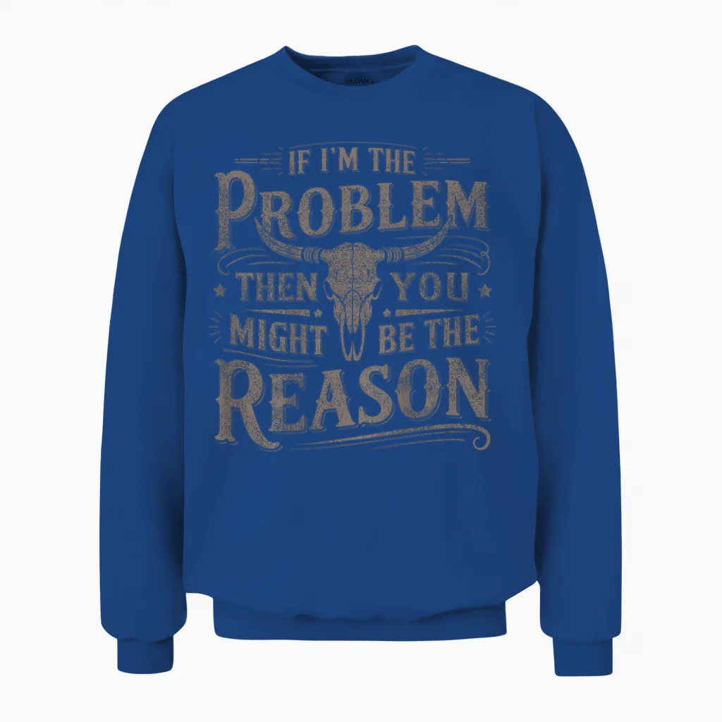 (on Back) if Problem Vintage Then You Might Be Reason Cowboy Unisex Sweatshirt in Royal