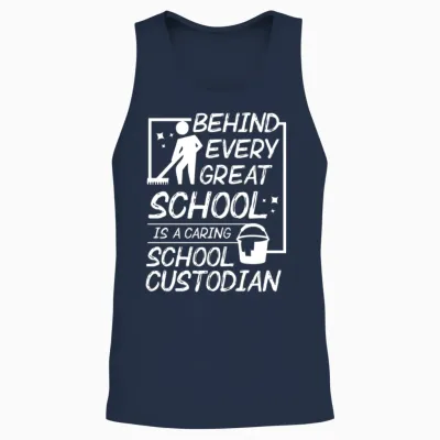 Funny School Custodian Unisex Tank Top - Navy