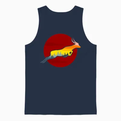 Retro Antelope Unisex Tank Top - Navy