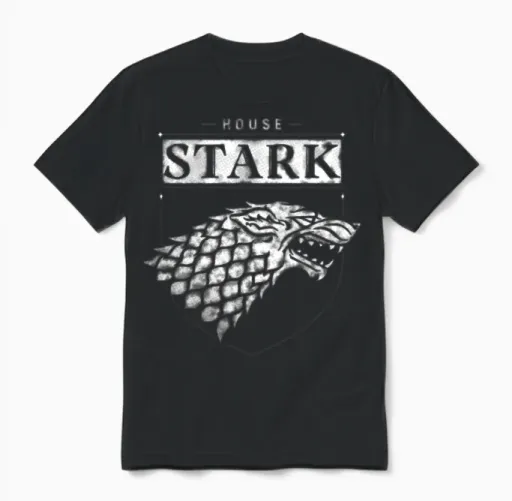 Game of Thrones House Stark Crest Shadow Wolf Unisex T-Shirt in Black